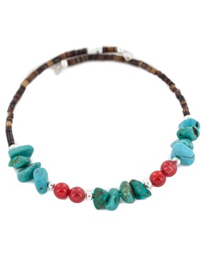 Certified Authentic Navajo Heishi Coral Native American Adjustable Wrap Bracelet 13151-10 Certified Authentic Navajo Heishi Coral Native American Adjustable Wrap Bracelet 13151-10