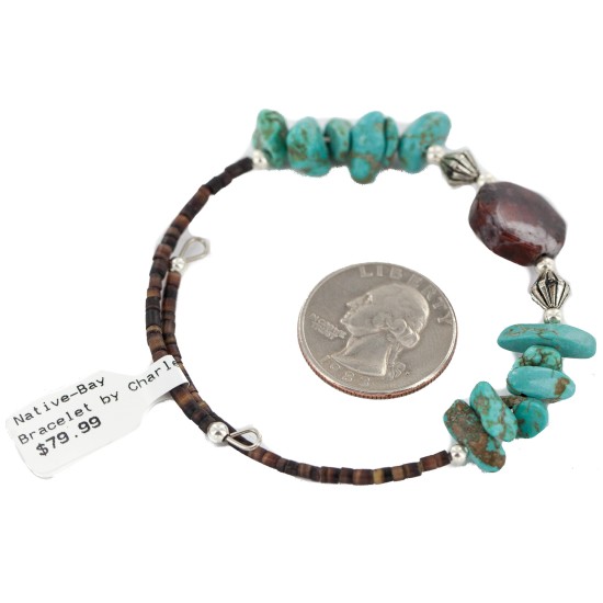 Certified Authentic Navajo Natural Red Jasper Heishi Native American Adjustable Wrap Bracelet 13151-5