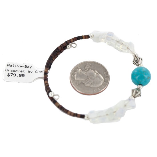 Certified Authentic Navajo Opalite Heishi Native American Adjustable Wrap Bracelet 13151-4