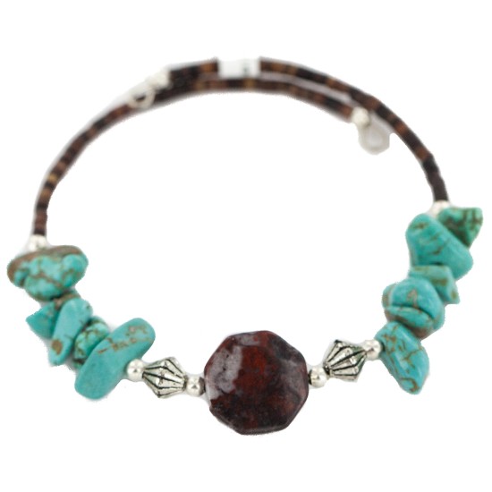 Certified Authentic Navajo Natural Red Jasper Heishi Native American Adjustable Wrap Bracelet 13151-5