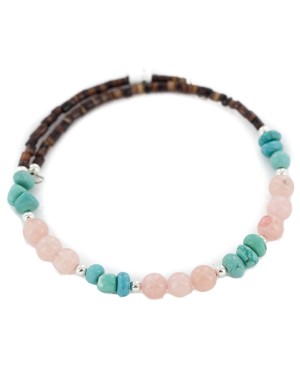 Navajo Certified Authentic Natural Pink Quartz Heishi Native American Adjustable Wrap Bracelet 13151-3