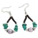 Certified Authentic .925 Sterling Silver Hooks Natural Turquoise Mother of Pearl Heishi Hoop Native American Dangle Earrings 18263-11