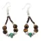Certified Authentic .925 Sterling Silver Hooks Natural Turquoise Tigers Eye Heishi Hoop Native American Dangle Earrings 18263-14