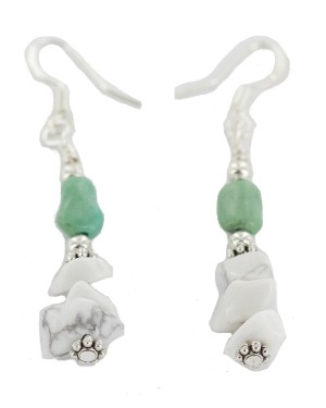 Certified Authentic .925 Sterling Silver Hooks Navajo White Howlite Native American Dangle Earrings 18263-16