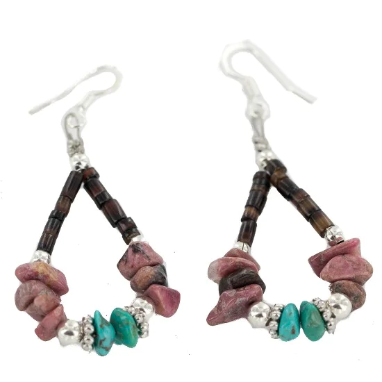 Navajo .925 Sterling Silver Hooks Natural Charoite Turquoise Heishi Hoop Native American Dangle Earrings 18263-32 Navajo .925 Sterling Silver Hooks Natural Charoite Turquoise Heishi Hoop Native American Dangle Earrings 18263-32