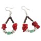 Certified Authentic Navajo .925 Sterling Silver Hooks Natural Turquoise Coral Heishi Hoop Native American Dangle Earrings 18263-26