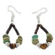 Certified Authentic Navajo .925 Sterling Silver Hooks Natural Turquoise Tigers Eye Heishi Hoop Native American Dangle Earrings 18263-22