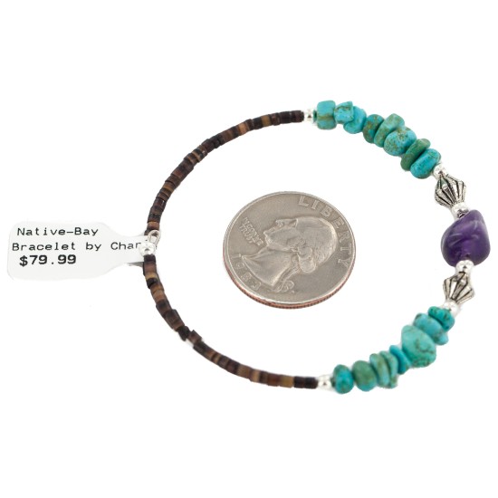 Certified Authentic Navajo Natural Amethyst Heishi Native American Adjustable Wrap Bracelet 13151-65 Certified Authentic Navajo Natural Amethyst Heishi Native American Adjustable Wrap Bracelet 13151-65