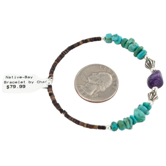 Navajo Natural Amethyst Heishi Native American Adjustable Wrap Bracelet 13151-65 Navajo Natural Amethyst Heishi Native American Adjustable Wrap Bracelet 13151-65