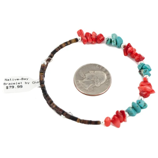 Navajo Natural Turquoise Heishi Coral Native American Adjustable Wrap Bracelet 13151-67 Navajo Natural Turquoise Heishi Coral Native American Adjustable Wrap Bracelet 13151-67
