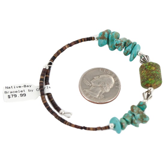 Certified Authentic Navajo Gaspeite Heishi Native American Adjustable Wrap Bracelet 13151-54