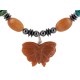 .925 Sterling Silver Butterfly Certified Authentic Navajo Natural Turquoise Agate Hematite Native American Necklace 750209-2