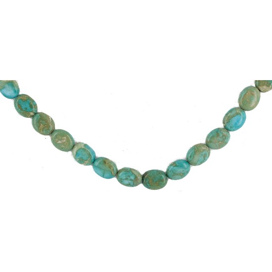 .925 Sterling Silver Certified Authentic Navajo Natural Turquoise Native American Necklace 15338-201