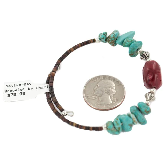 Navajo Heishi Coral Native American Adjustable Wrap Bracelet 13151-50 Navajo Heishi Coral Native American Adjustable Wrap Bracelet 13151-50