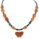 .925 Sterling Silver Butterfly Certified Authentic Navajo Natural Turquoise Agate Hematite Native American Necklace 750209-2