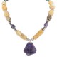 .925 Sterling Silver Certified Authentic Navajo Natural Turquoise Jasper Agate Amethyst Native American Necklace 750208-4