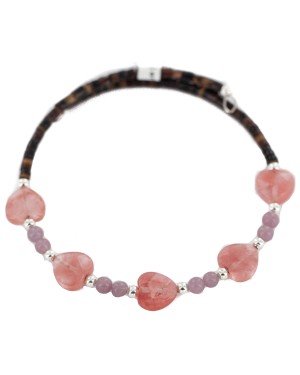 Certified Authentic Natural Pink Quartz Heishi Navajo Native American Adjustable Wrap Bracelet 13151-59