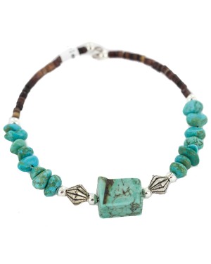 Certified Authentic Natural Turquoise Heishi Navajo Native American Adjustable Wrap Bracelet 13151-71