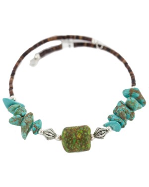 Certified Authentic Navajo Gaspeite Heishi Native American Adjustable Wrap Bracelet 13151-54