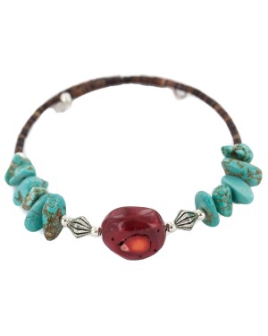Certified Authentic Navajo Heishi Coral Native American Adjustable Wrap Bracelet 13151-50 Certified Authentic Navajo Heishi Coral Native American Adjustable Wrap Bracelet 13151-50