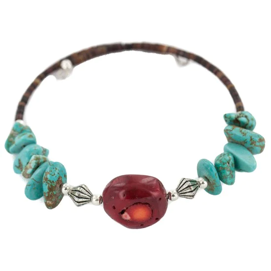 Navajo Heishi Coral Native American Adjustable Wrap Bracelet 13151-50 Navajo Heishi Coral Native American Adjustable Wrap Bracelet 13151-50