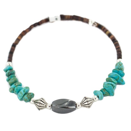 Certified Authentic Navajo Heishi Hematite Native American Adjustable Wrap Bracelet 13151-68
