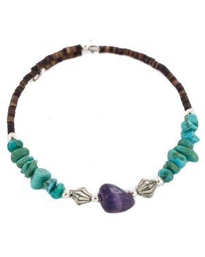 Certified Authentic Navajo Natural Amethyst Heishi Native American Adjustable Wrap Bracelet 13151-65 Certified Authentic Navajo Natural Amethyst Heishi Native American Adjustable Wrap Bracelet 13151-65