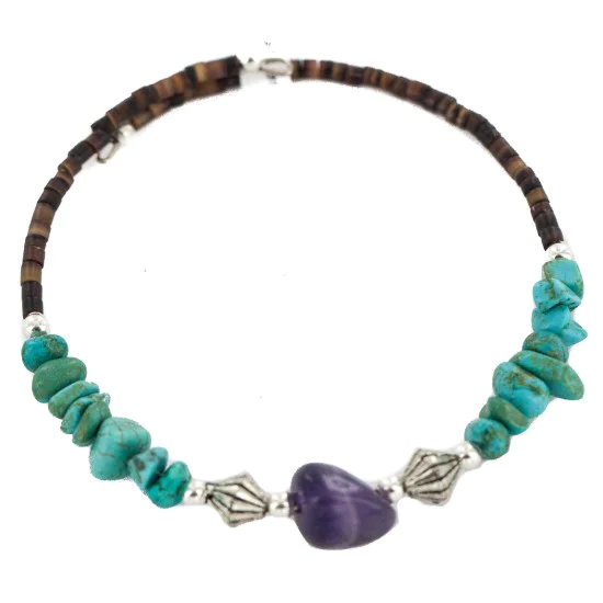 Navajo Natural Amethyst Heishi Native American Adjustable Wrap Bracelet 13151-65 Navajo Natural Amethyst Heishi Native American Adjustable Wrap Bracelet 13151-65