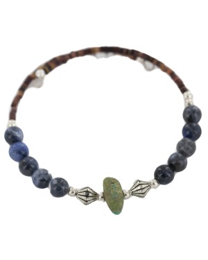 Certified Authentic Navajo Natural Tuquoise Heishi Lapis Native American Adjustable Wrap Bracelet 13151-52 Certified Authentic Navajo Natural Tuquoise Heishi Lapis Native American Adjustable Wrap Bracelet 13151-52