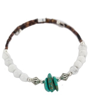 Certified Authentic Navajo Natural Turquoise Heishi Native American Adjustable Wrap Bracelet 13151-63 Certified Authentic Navajo Natural Turquoise Heishi Native American Adjustable Wrap Bracelet 13151-63