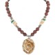 Flower .925 Sterling Silver Certified Authentic Navajo Natural Turquoise Jasper Graduated Melon Shell Native American Necklace 750208-6