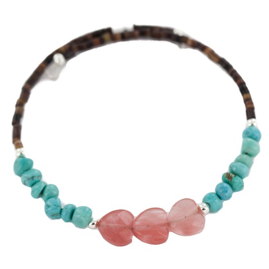 Heart Certified Authentic Natural Pink Quartz Heishi Navajo Native American Adjustable Wrap Bracelet 13151-57 Heart Certified Authentic Natural Pink Quartz Heishi Navajo Native American Adjustable Wrap Bracelet 13151-57