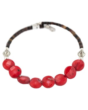 Navajo Certified Authentic Heishi Coral Native American Adjustable Wrap Bracelet 13151-58 Navajo Certified Authentic Heishi Coral Native American Adjustable Wrap Bracelet 13151-58