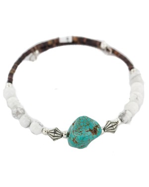 Navajo Certified Authentic White Howlite, Heishi Native American Adjustable Wrap Bracelet 13151-80