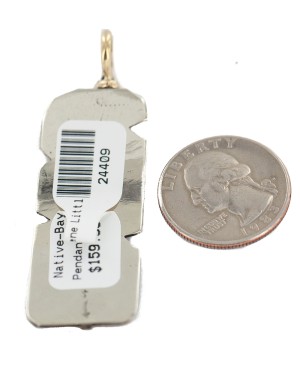 Certified Authentic Navajo Handmade Brass Nickel Native American Pendant 24409