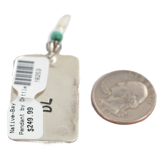 Certified Authentic Navajo Handmade Nickel Natural Turquoise Jasper Native American Pendant 18253