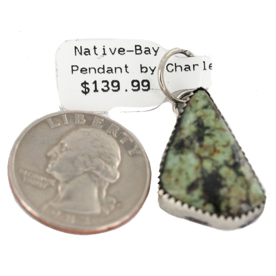Certified Authentic Handmade Navajo .925 Sterling Silver Natural Mountain Turquoise Native American Pendant 740114-2