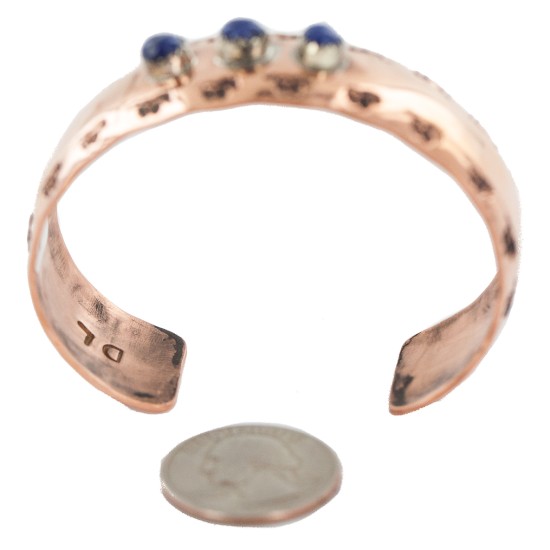 Certified Authentic Horse Navajo Handmade Natural Lapis Native American Pure Copper Bracelet 24508