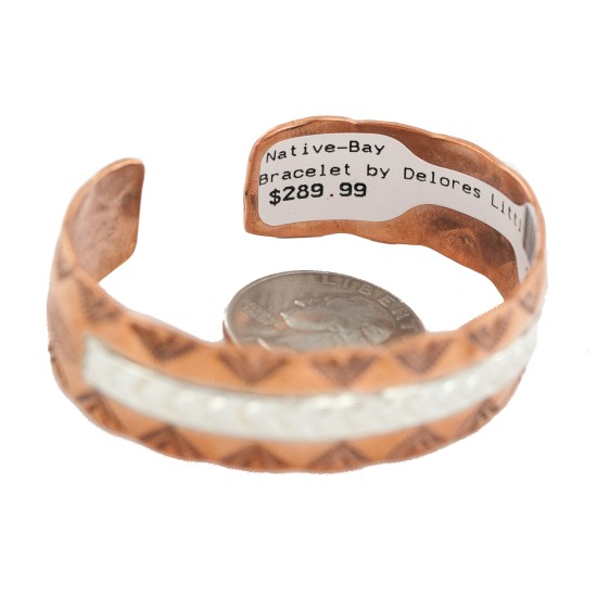 Certified Authentic .925 Sterling Silver Mountain Feather Navajo Handmade Native American Pure Copper Bracelet 24497-3