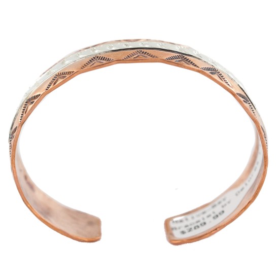 Certified Authentic .925 Sterling Silver Mountain Feather Navajo Handmade Native American Pure Copper Bracelet 24497-3