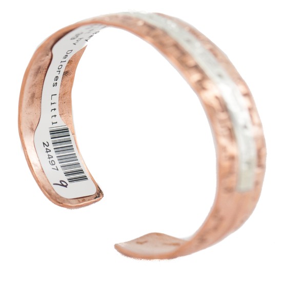 Certified Authentic .925 Sterling Silver Navajo Handmade Horse Native American Pure Copper Bracelet 24497-9