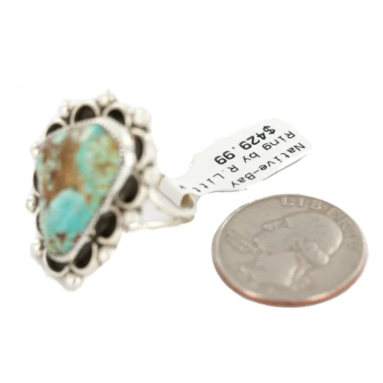 Handmade Navajo .925 Sterling Silver Natural Turquoise Native American Ring 18259-3 Handmade Navajo .925 Sterling Silver Natural Turquoise Native American Ring 18259-3
