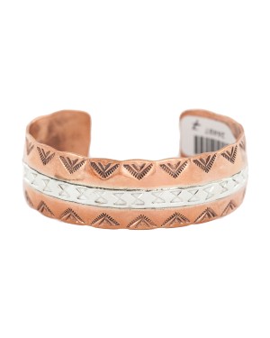 Certified Authentic .925 Sterling Silver Mountain Navajo Handmade Native American Pure Copper Bracelet 24497-7