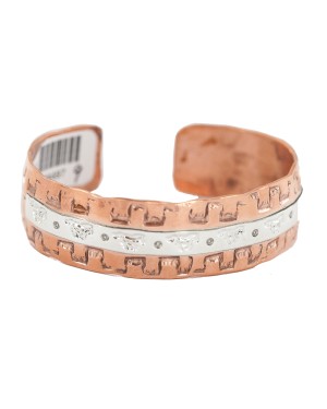 Certified Authentic .925 Sterling Silver Navajo Handmade Horse Native American Pure Copper Bracelet 24497-9