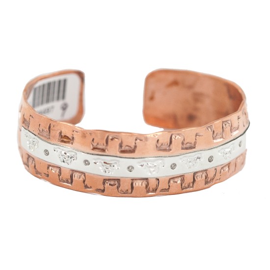 Certified Authentic .925 Sterling Silver Navajo Handmade Horse Native American Pure Copper Bracelet 24497-9