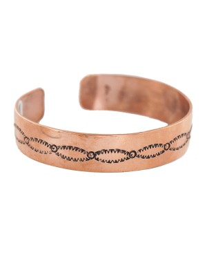 Certified Authentic Handmade Navajo Native American Pure Copper Bracelet 13154