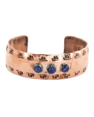 Certified Authentic Horse Navajo Handmade Natural Lapis Native American Pure Copper Bracelet 24508