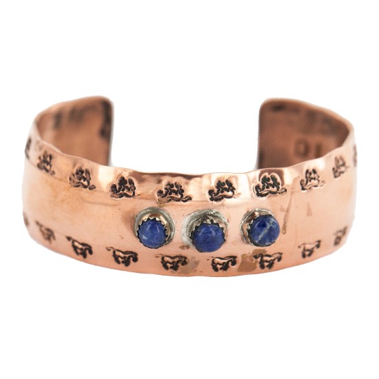 Certified Authentic Horse Navajo Handmade Natural Lapis Native American Pure Copper Bracelet 24508