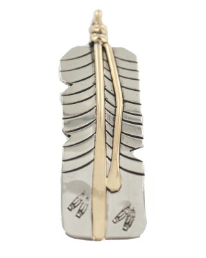 Certified Authentic Navajo Feather Handmade Brass Nickel Native American Pendant 24409-1