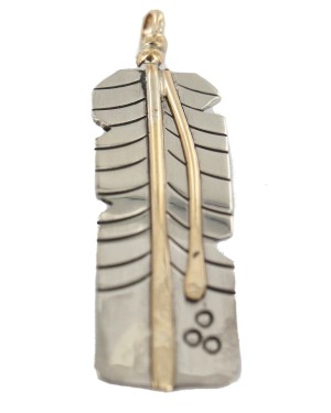 Certified Authentic Navajo Handmade Brass Nickel Native American Pendant 24409